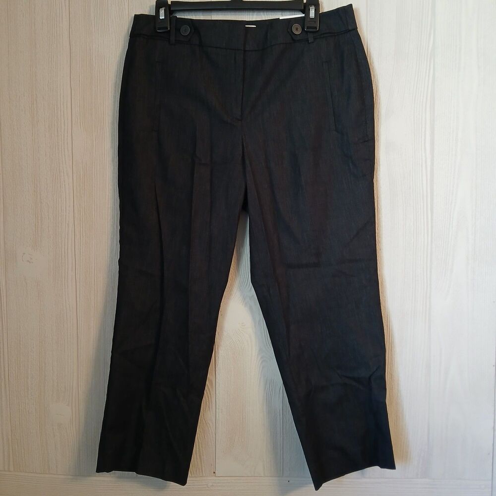 Loft Women's Size 8 Black Grey Pleated Curvy Crop Pants